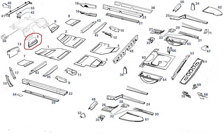 Pedalboden links Rep. Blech Ponton 180/190, 219, 220 Pedalboden links Rep. Blech Ponton 180/190, 219, 220