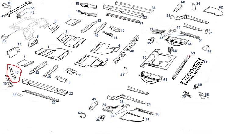 Längsträgerstütze vorn oben links Ponton 180/190; 190SL Längsträgerstütze vorn oben links Ponton 180/190; 190SL
